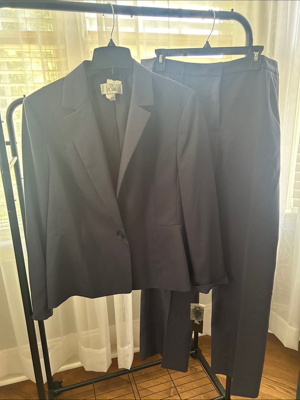 Le Suit Navy Women's Blazer and Trousers Two-Piece Set